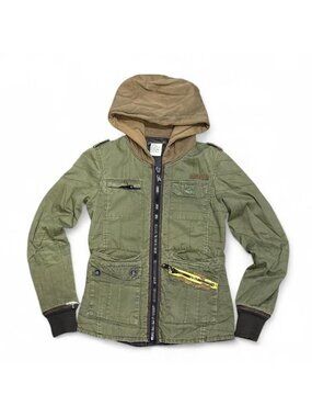 Y2K Billabong Utility Military Distressed Slim Fit Bomber Jacket